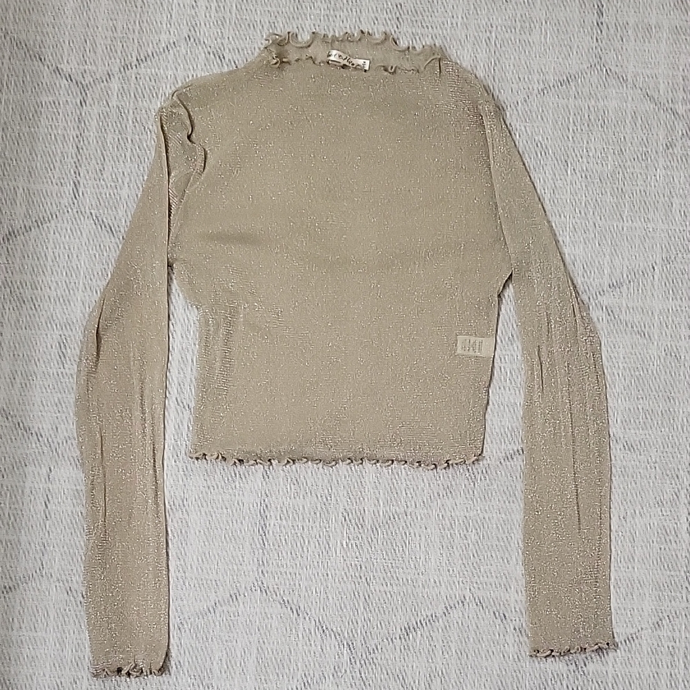 Heart & Hips Mesh Women's Gold Long Sleeve Top